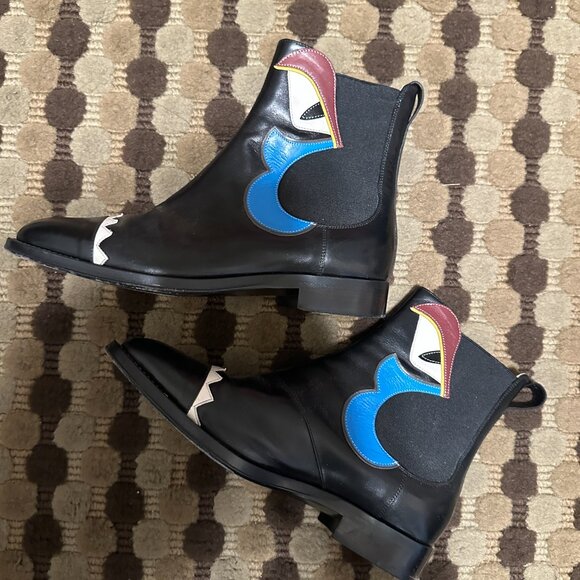 Fendi Monsters Motif Leather Chelsea Boots - Picture 6 of 10